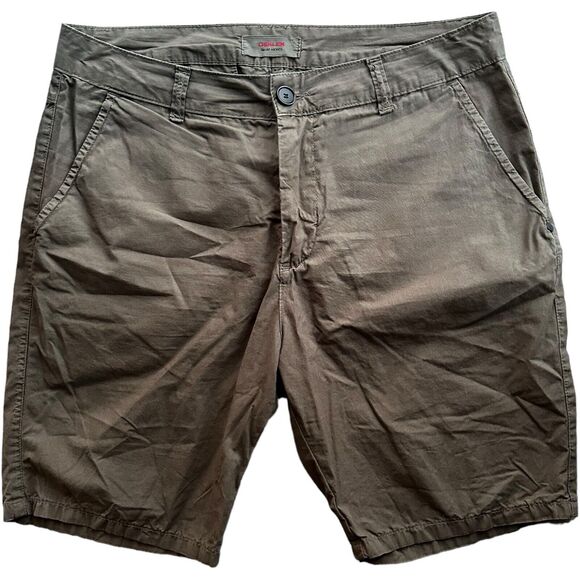 Osklen Cotton Chino Knee Length Military Green Belted Summer Beach Wear Shorts - Picture 2 of 10